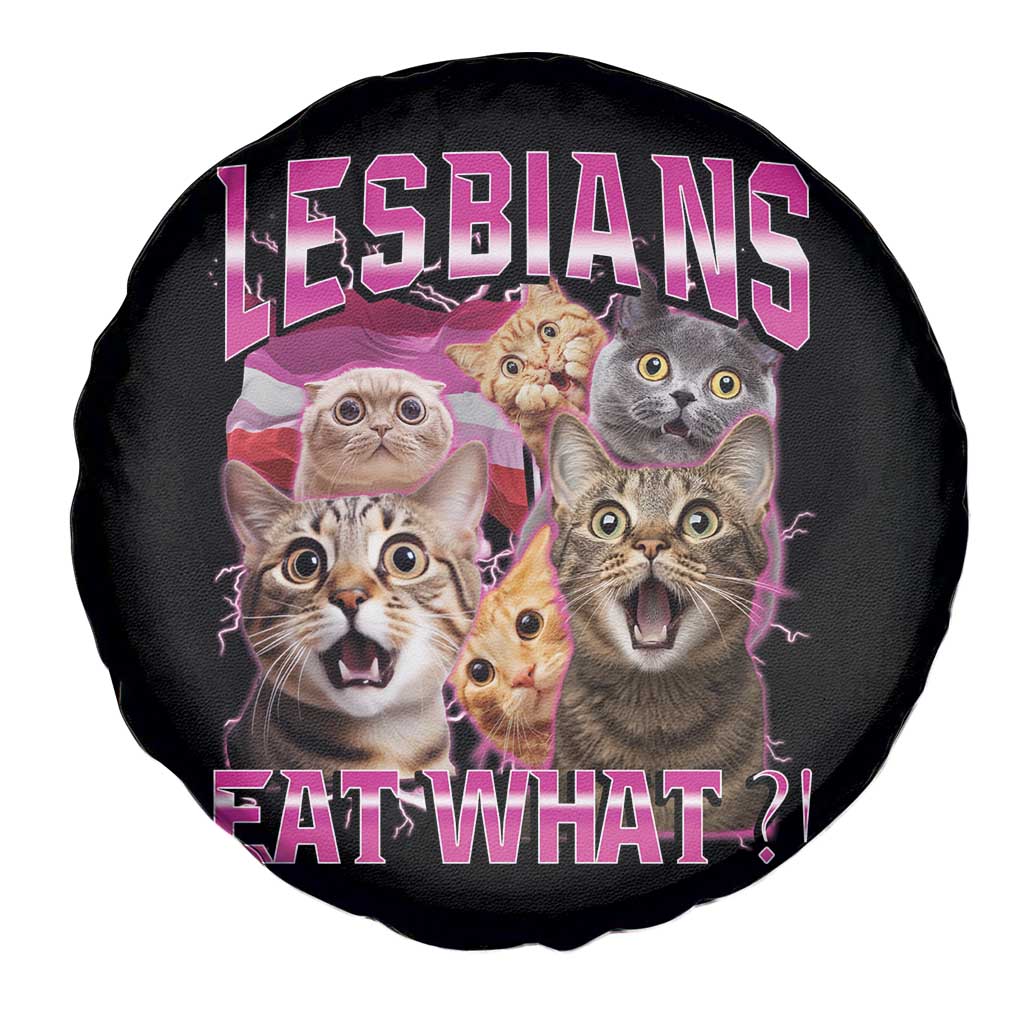 Lesbians Eat What Spare Tire Cover Funny LGBTQ+ Pride Cats Meme Feline Lover Bootleg