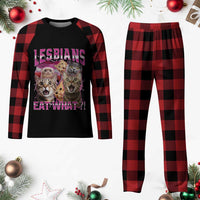 Lesbians Eat What Plaid Pajama Set Funny LGBTQ+ Pride Cats Meme Feline Lover Bootleg - Wonder Print Shop