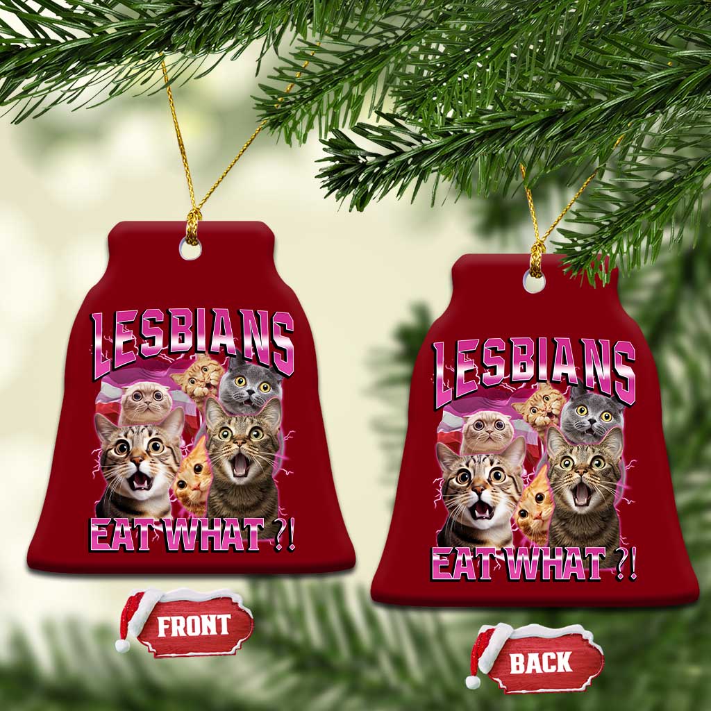 Lesbians Eat What Ceramic Ornament Funny LGBTQ+ Pride Cats Meme Feline Lover Bootleg - Wonder Print Shop