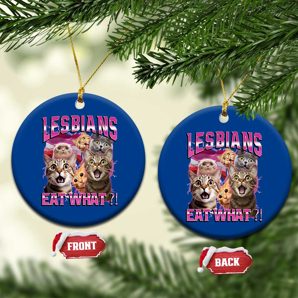 Lesbians Eat What Ceramic Ornament Funny LGBTQ+ Pride Cats Meme Feline Lover Bootleg - Wonder Print Shop