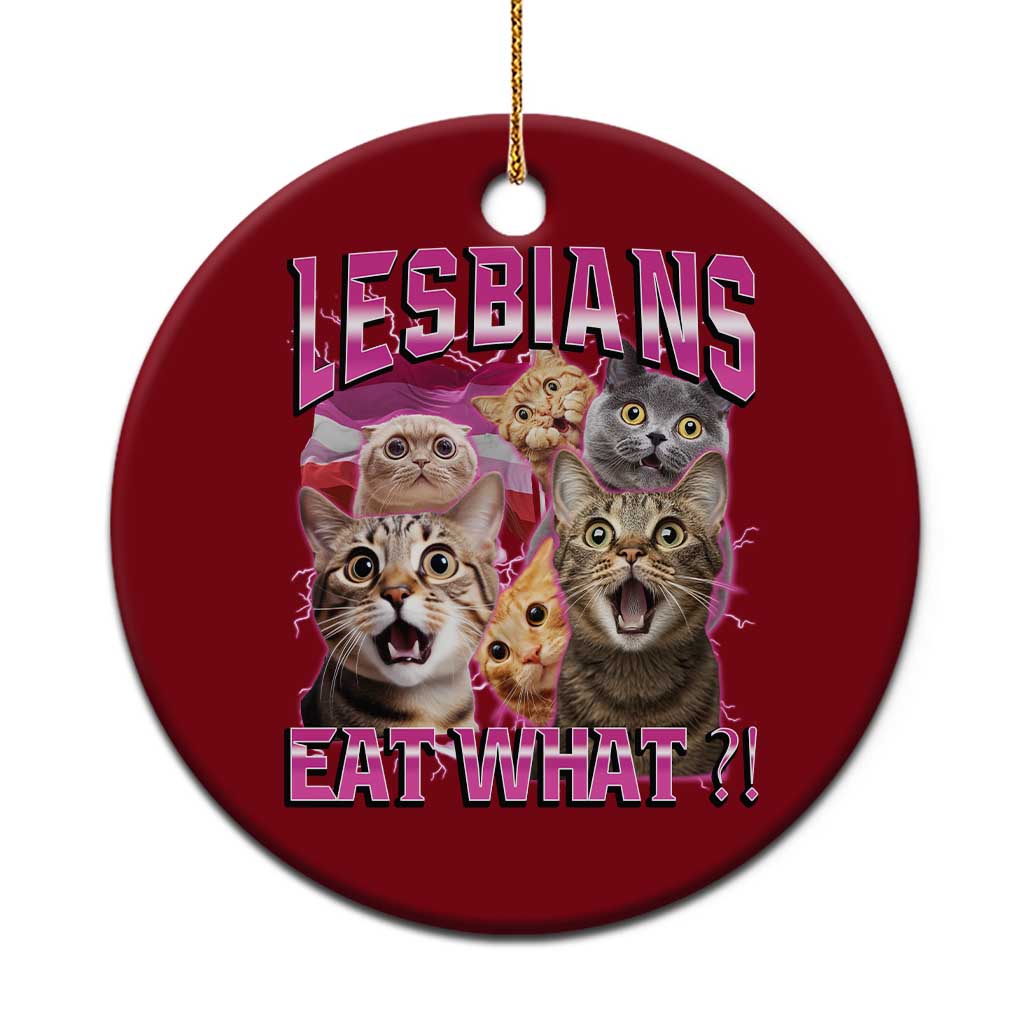Lesbians Eat What Ceramic Ornament Funny LGBTQ+ Pride Cats Meme Feline Lover Bootleg - Wonder Print Shop
