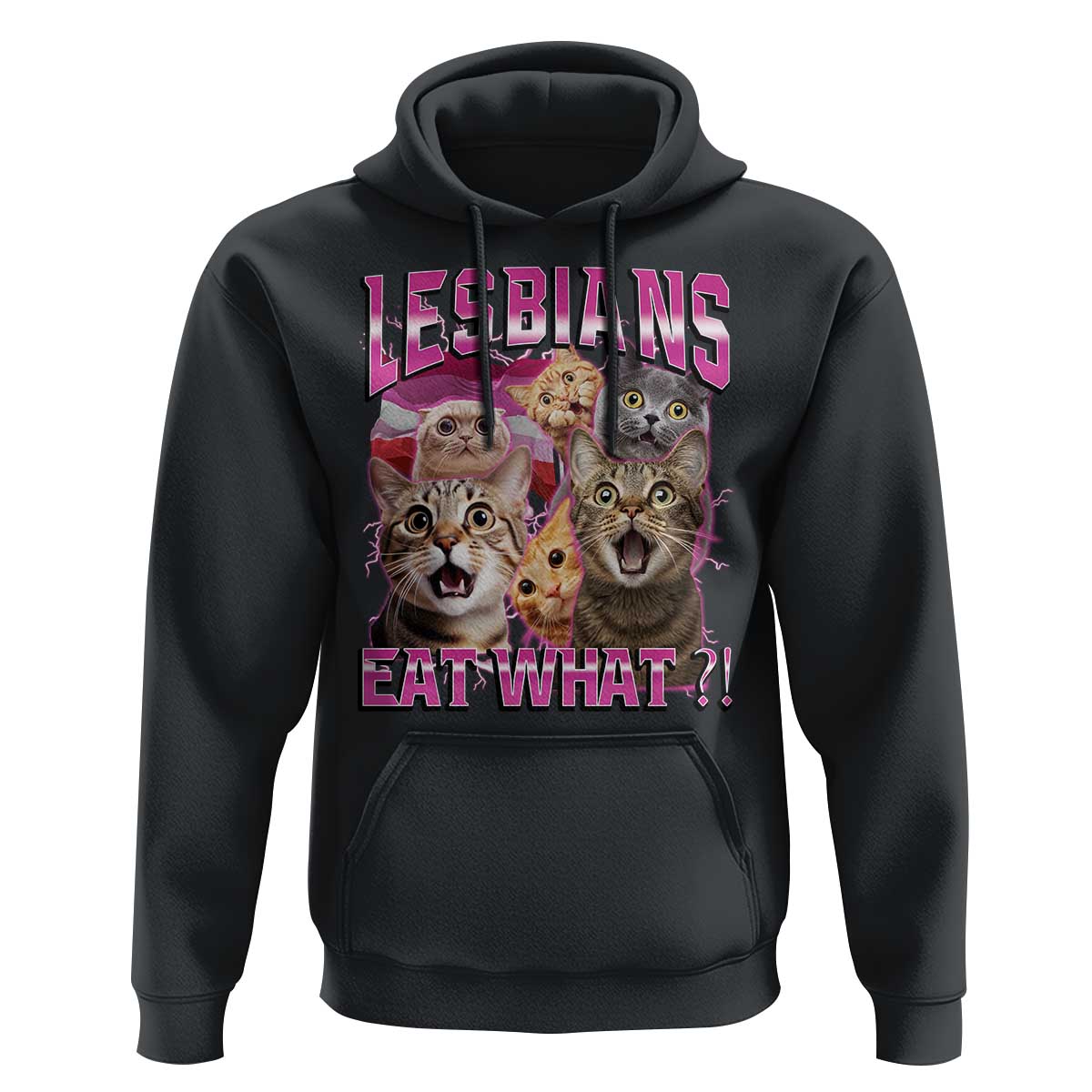 Lesbians Eat What Hoodie Funny LGBTQ+ Pride Cats Meme Feline Lover Bootleg