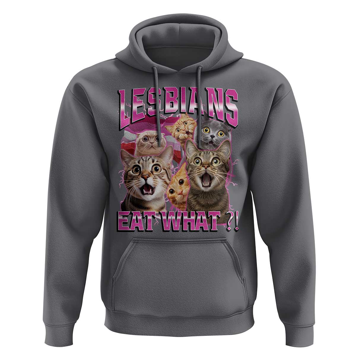 Lesbians Eat What Hoodie Funny LGBTQ+ Pride Cats Meme Feline Lover Bootleg