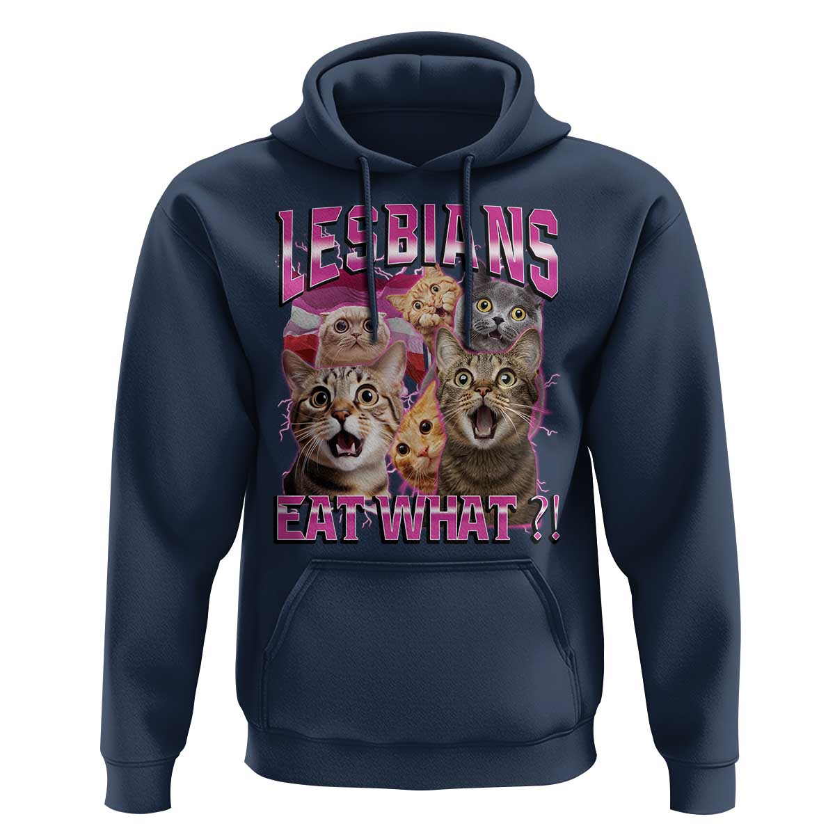 Lesbians Eat What Hoodie Funny LGBTQ+ Pride Cats Meme Feline Lover Bootleg