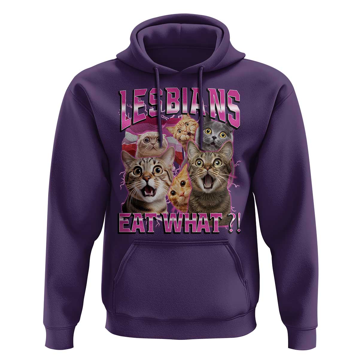 Lesbians Eat What Hoodie Funny LGBTQ+ Pride Cats Meme Feline Lover Bootleg