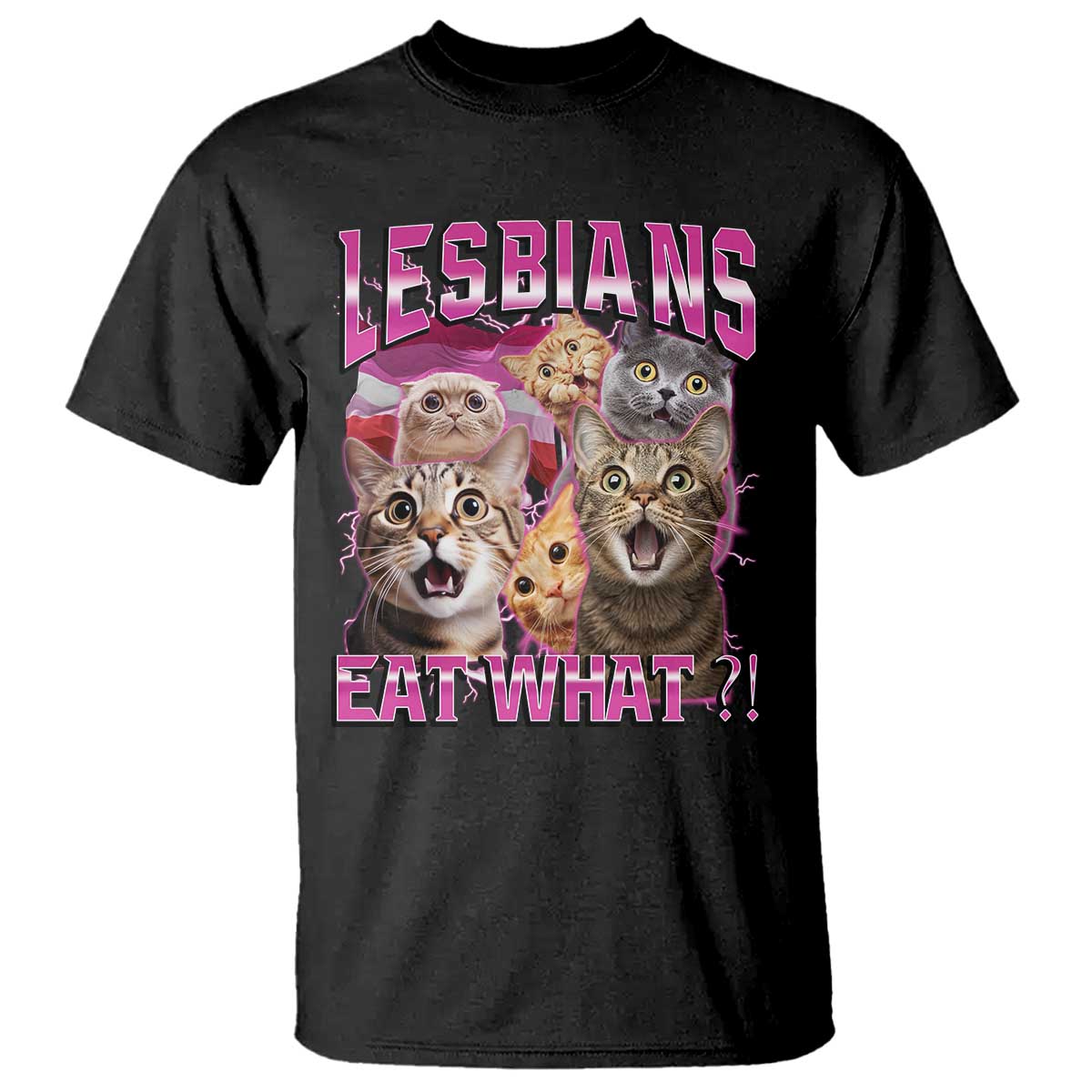 Lesbians Eat What T Shirt Funny LGBTQ+ Pride Cats Meme Feline Lover Bootleg
