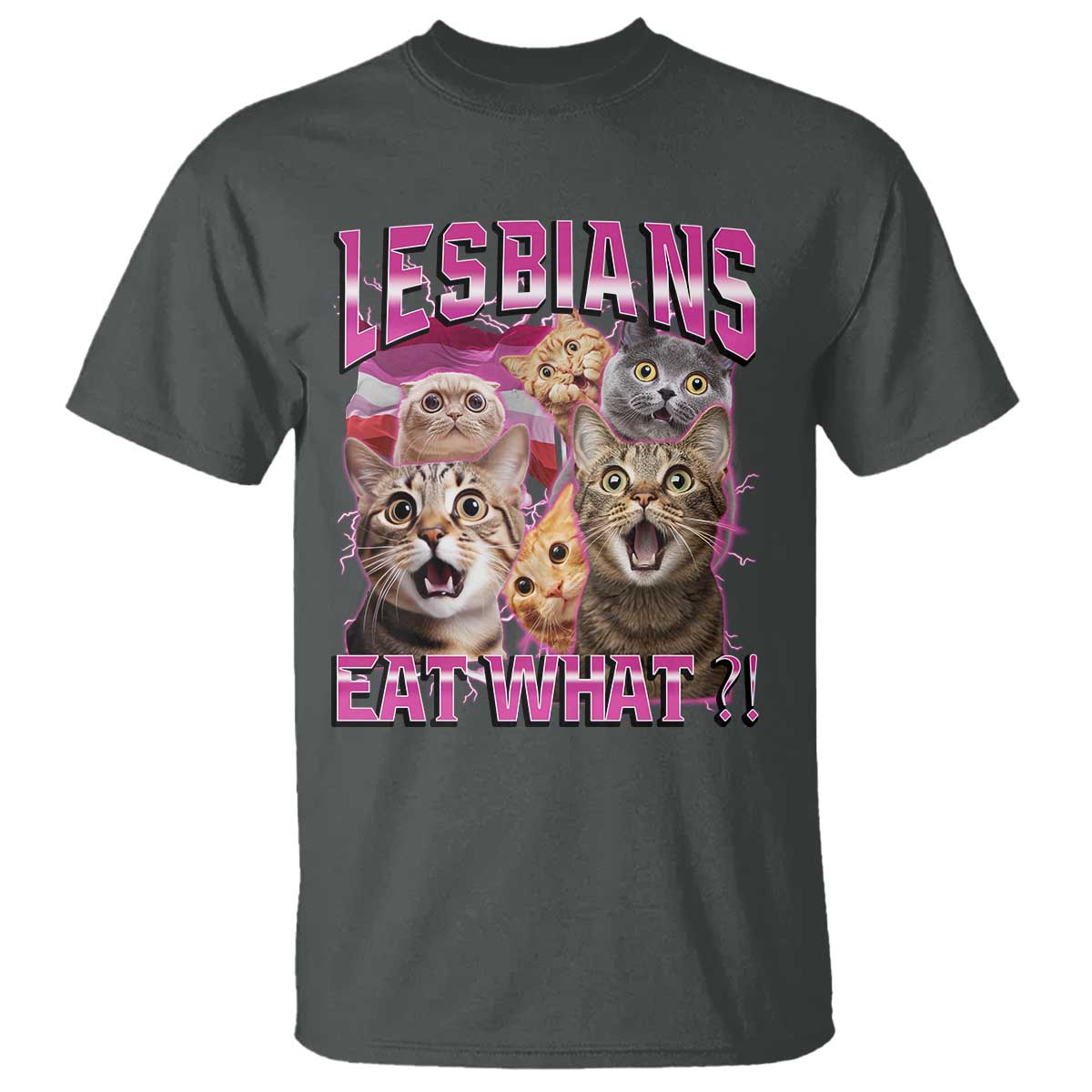Lesbians Eat What T Shirt Funny LGBTQ+ Pride Cats Meme Feline Lover Bootleg