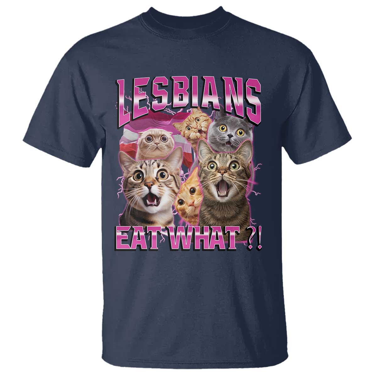 Lesbians Eat What T Shirt Funny LGBTQ+ Pride Cats Meme Feline Lover Bootleg