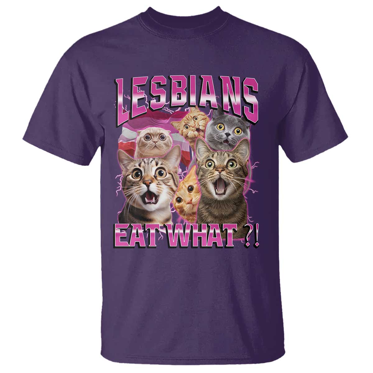 Lesbians Eat What T Shirt Funny LGBTQ+ Pride Cats Meme Feline Lover Bootleg