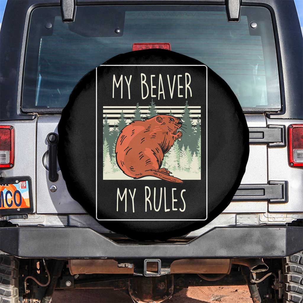 My Beaver My Rules Spare Tire Cover Funny Beaver  Outdoor Nature Lover