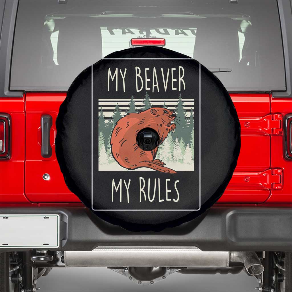 My Beaver My Rules Spare Tire Cover Funny Beaver  Outdoor Nature Lover