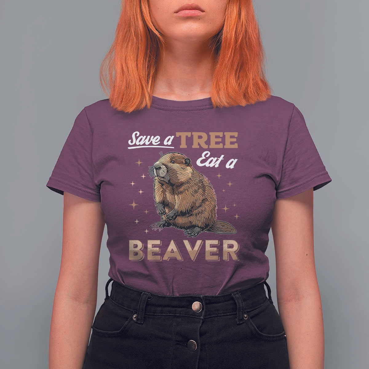 Funny Beaver T Shirt For Women Save A Tree Eat A Beaver