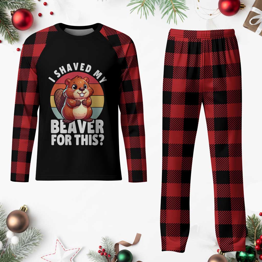 I Shaved My Beaver Plaid Pajama Set Inappropriate Adult Humor Naughty - Wonder Print Shop