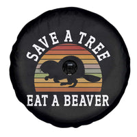 Save A Tree Eat A Beaver Spare Tire Cover Funny Ironic Beaver