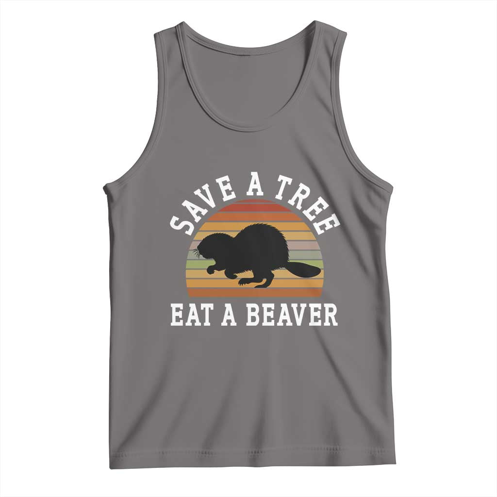 Save A Tree Eat A Beaver Tank Top Funny Ironic Beaver