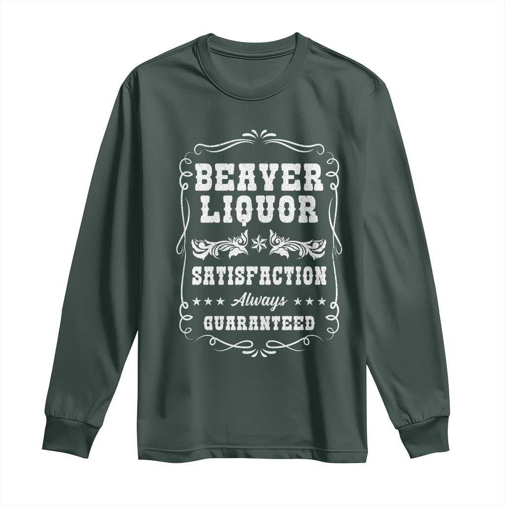 Funny Beaver Liquor Long Sleeve Shirt Adult Drinking Humor Pun Vintage