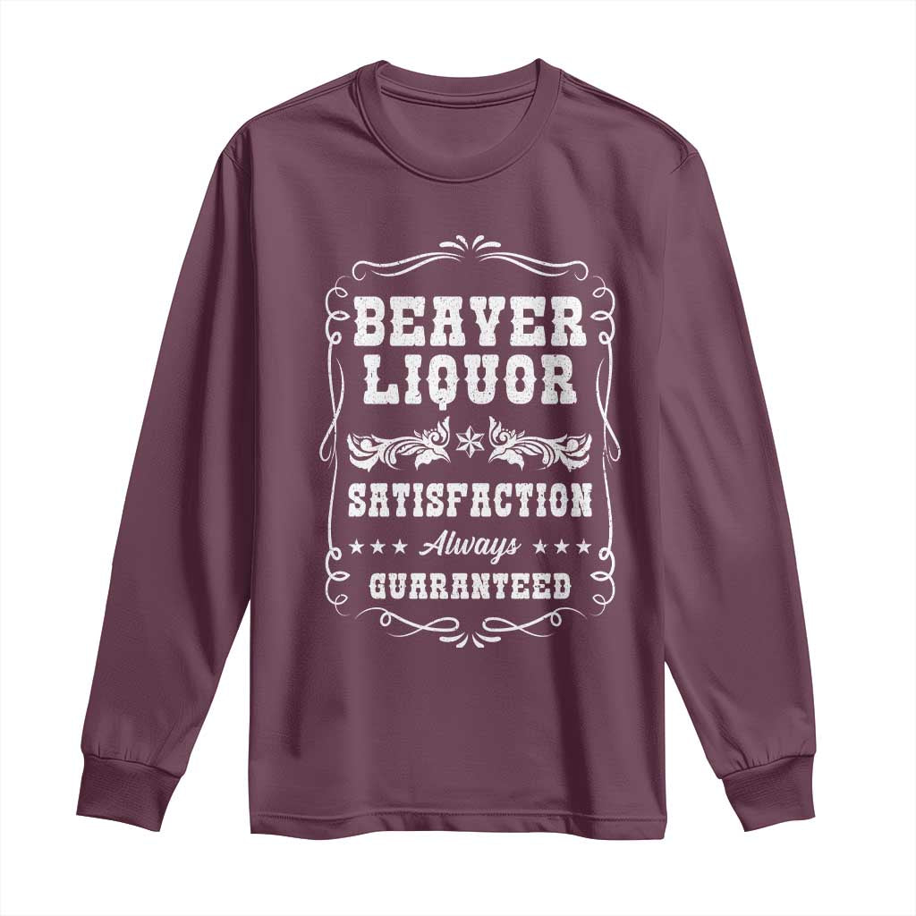 Funny Beaver Liquor Long Sleeve Shirt Adult Drinking Humor Pun Vintage