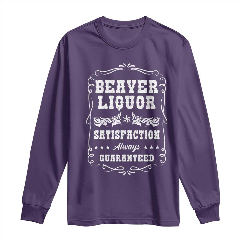 Funny Beaver Liquor Long Sleeve Shirt Adult Drinking Humor Pun Vintage