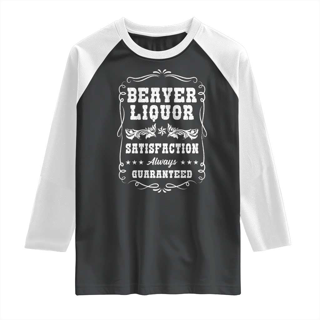 Funny Beaver Liquor Raglan Shirt Adult Drinking Humor Pun Vintage