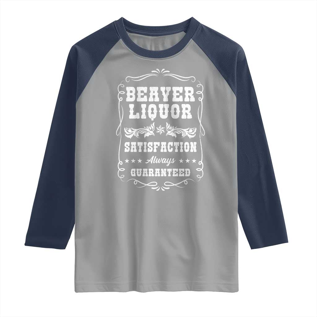 Funny Beaver Liquor Raglan Shirt Adult Drinking Humor Pun Vintage