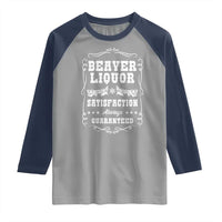Funny Beaver Liquor Raglan Shirt Adult Drinking Humor Pun Vintage