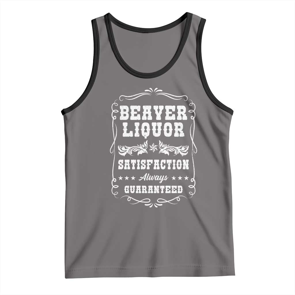 Funny Beaver Liquor Tank Top Adult Drinking Humor Pun Vintage