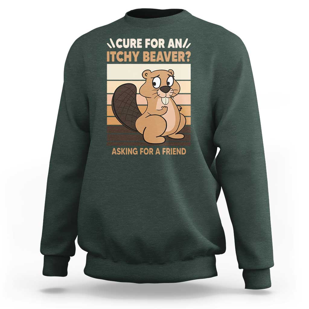 Funny Beaver Sweatshirt Cure For An Itchy Beaver Ask For A Friend Adult Humor