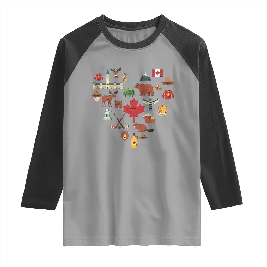 Canada Pride Raglan Shirt Canadian Flag Maple Leaf