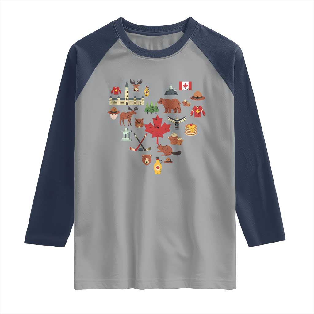 Canada Pride Raglan Shirt Canadian Flag Maple Leaf