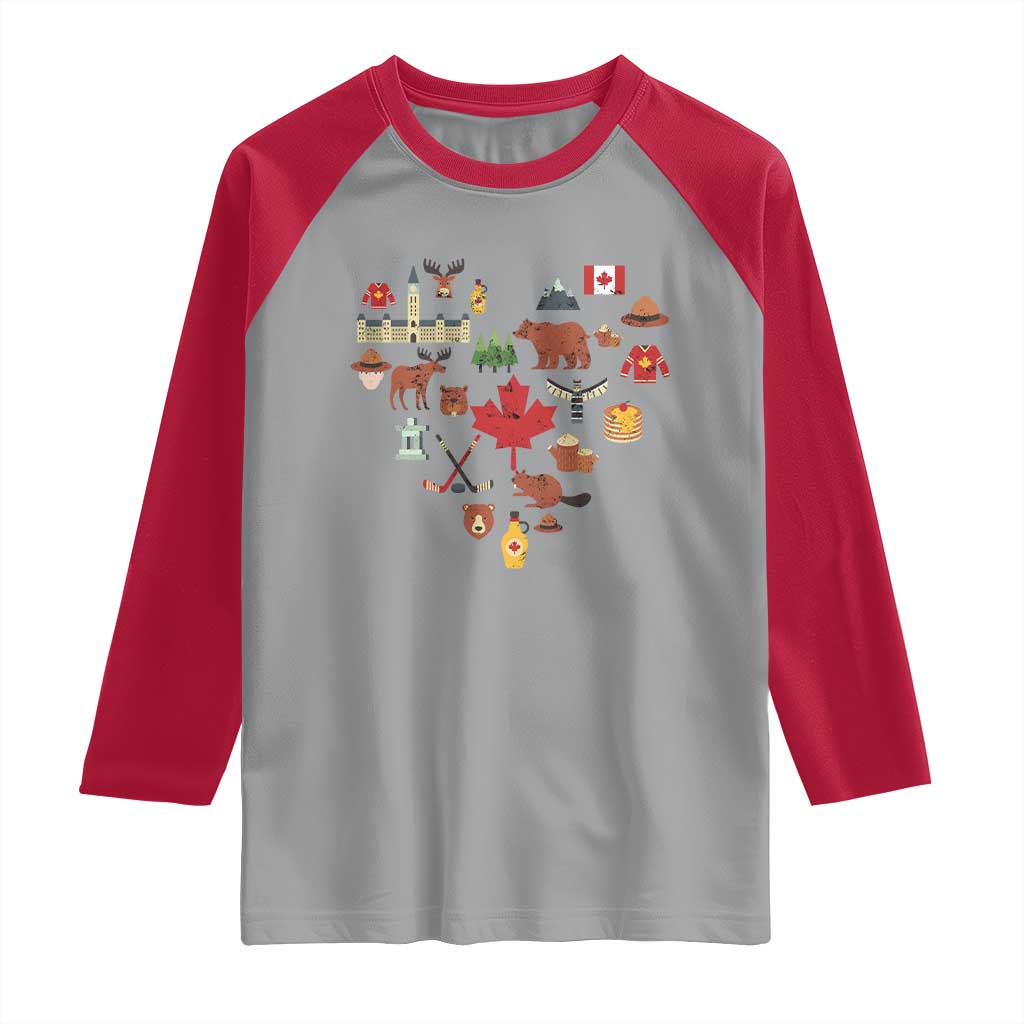 Canada Pride Raglan Shirt Canadian Flag Maple Leaf
