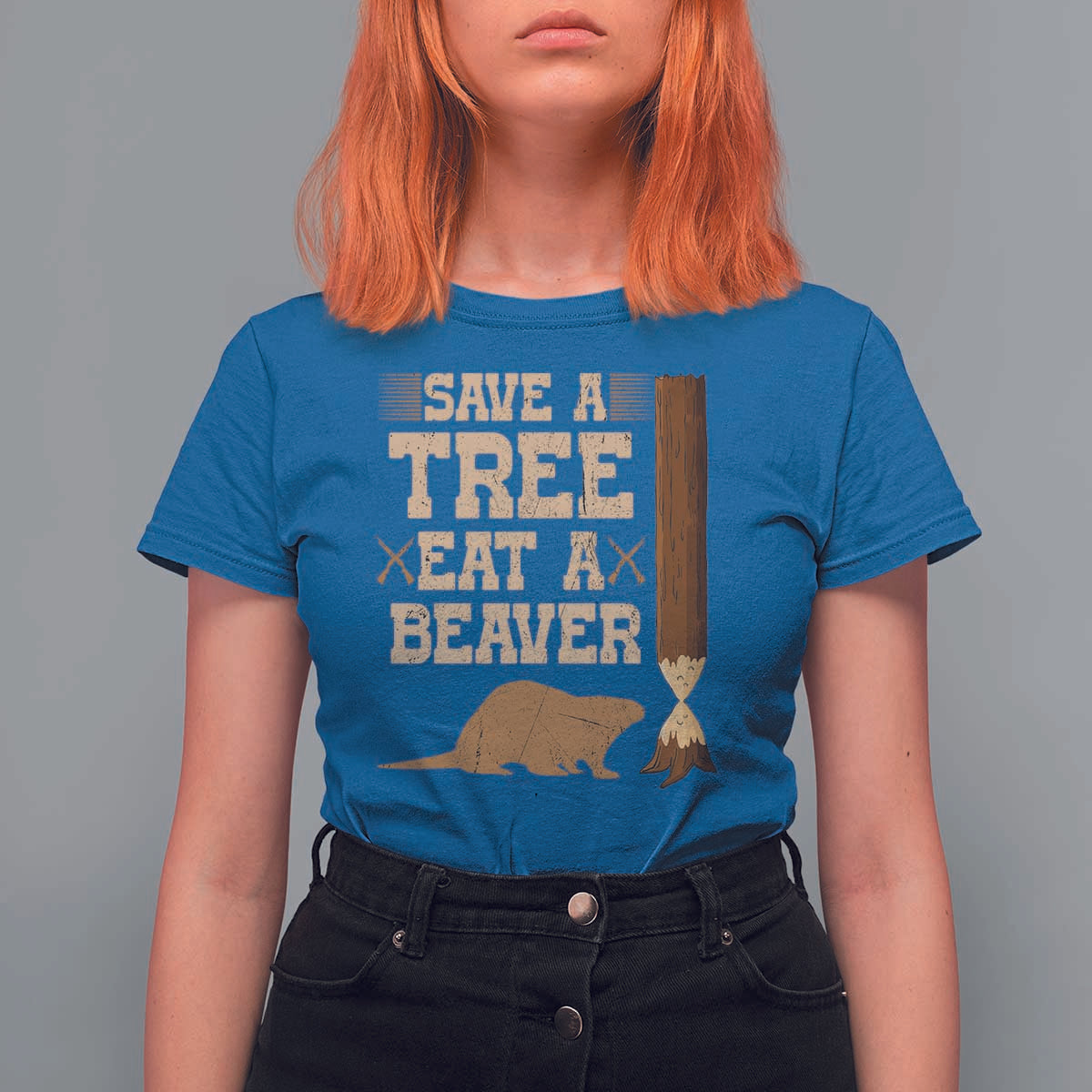 Funny Save A Tree Eat A Beaver T Shirt For Women Hunting Beavers Hunter