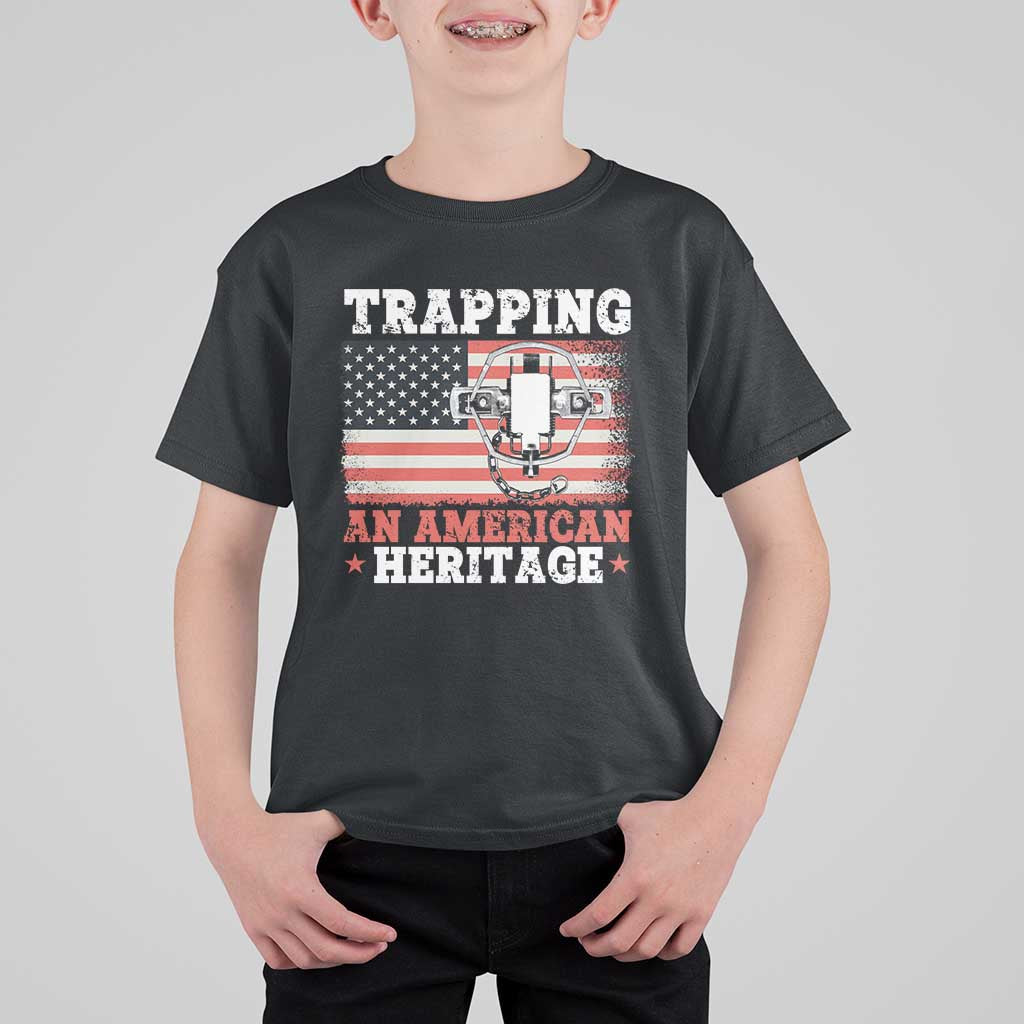 Trapping American Heritage T Shirt For Kid Patriotic Trap Hunting Trapper