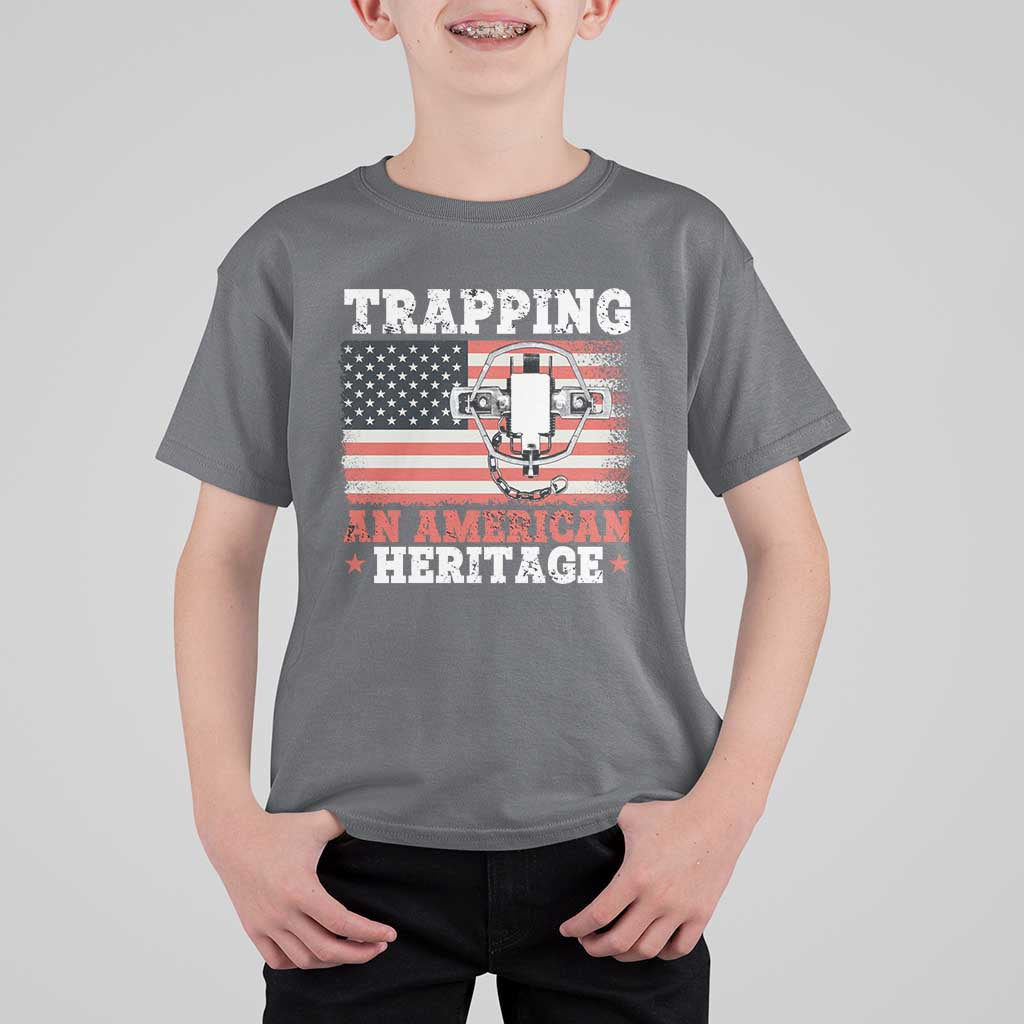 Trapping American Heritage T Shirt For Kid Patriotic Trap Hunting Trapper