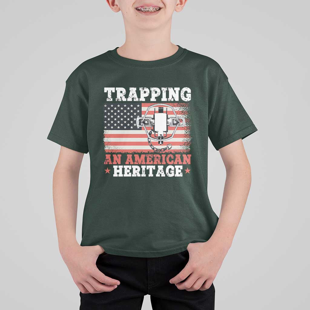 Trapping American Heritage T Shirt For Kid Patriotic Trap Hunting Trapper
