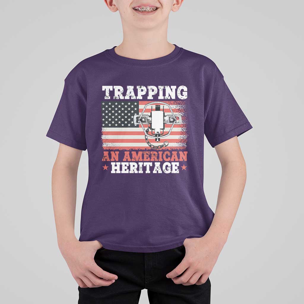 Trapping American Heritage T Shirt For Kid Patriotic Trap Hunting Trapper