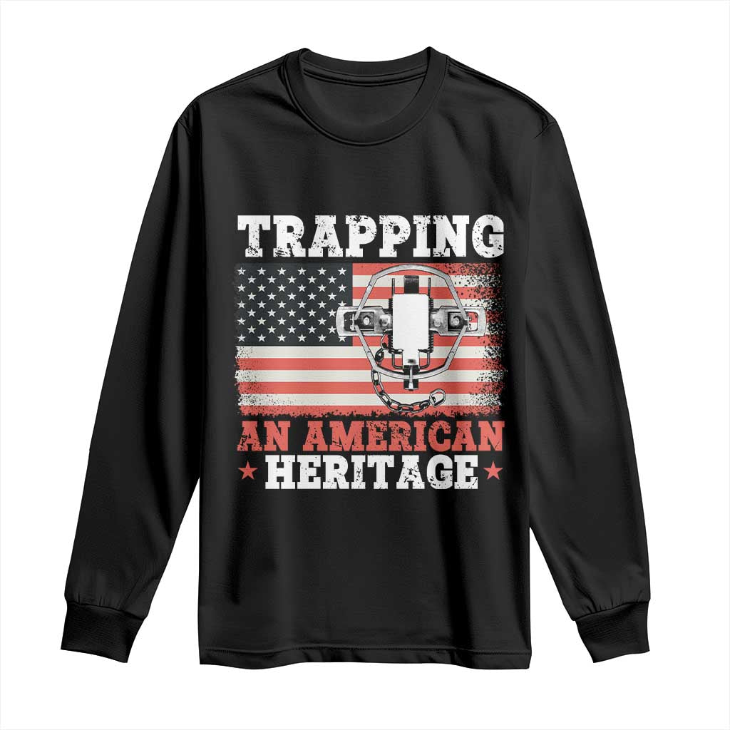 Trapping American Heritage Long Sleeve Shirt Patriotic Trap Hunting Trapper