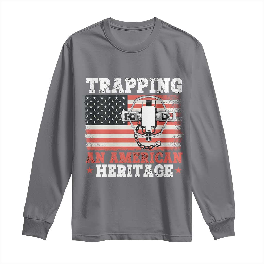 Trapping American Heritage Long Sleeve Shirt Patriotic Trap Hunting Trapper