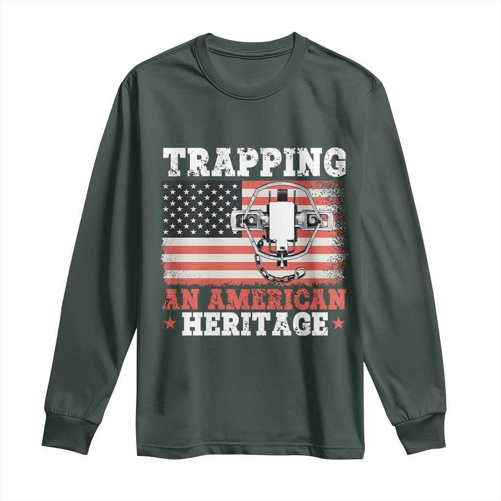 Trapping American Heritage Long Sleeve Shirt Patriotic Trap Hunting Trapper