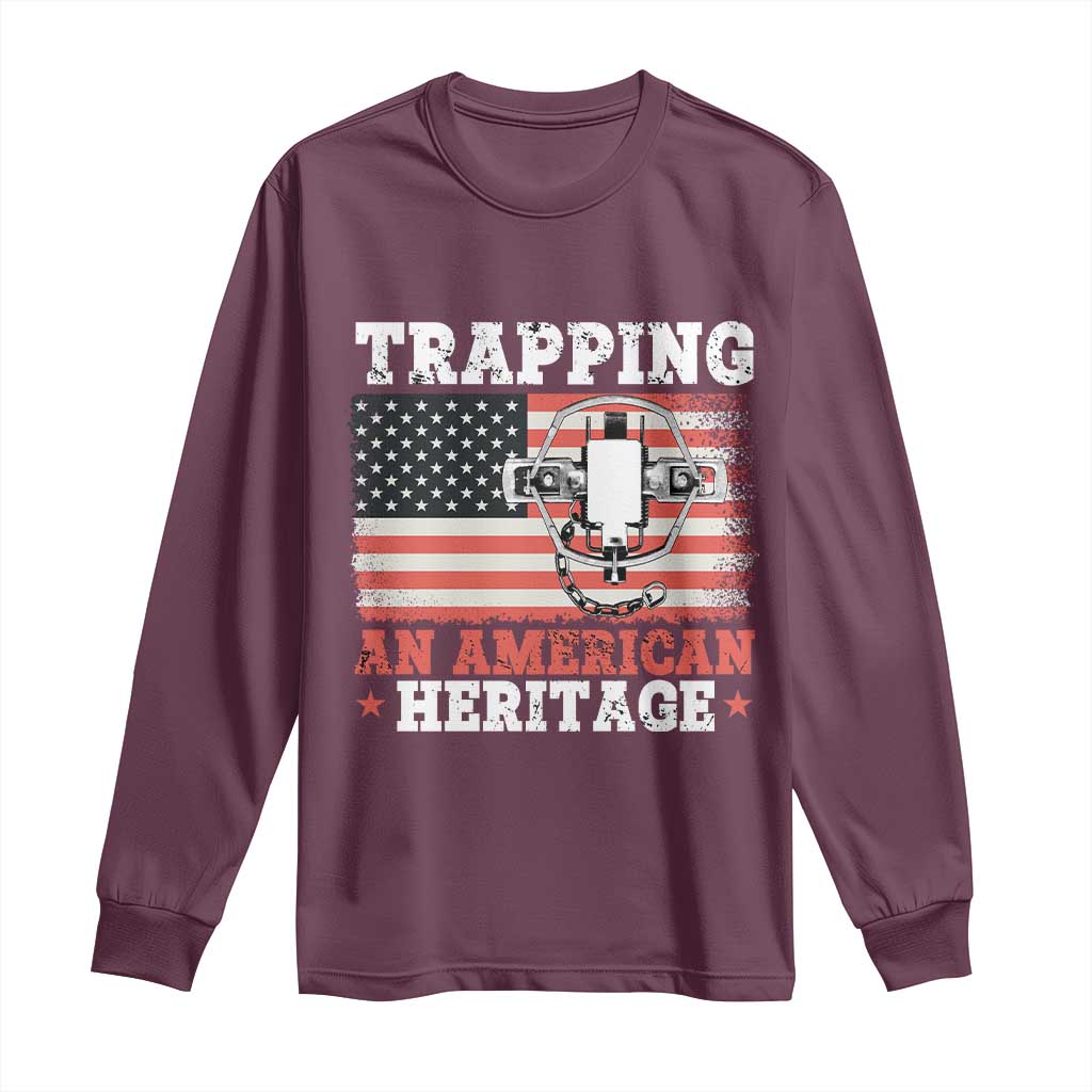 Trapping American Heritage Long Sleeve Shirt Patriotic Trap Hunting Trapper