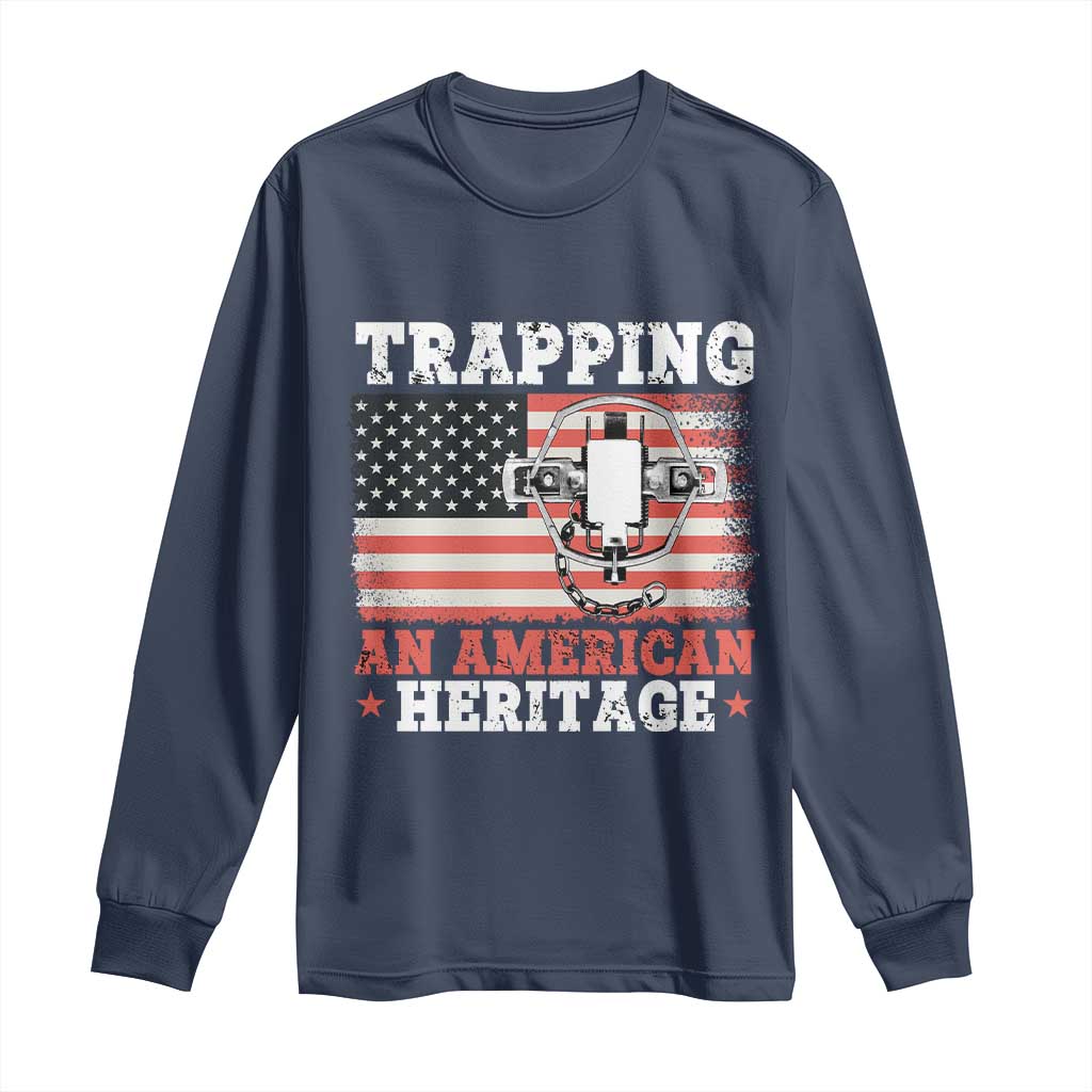 Trapping American Heritage Long Sleeve Shirt Patriotic Trap Hunting Trapper