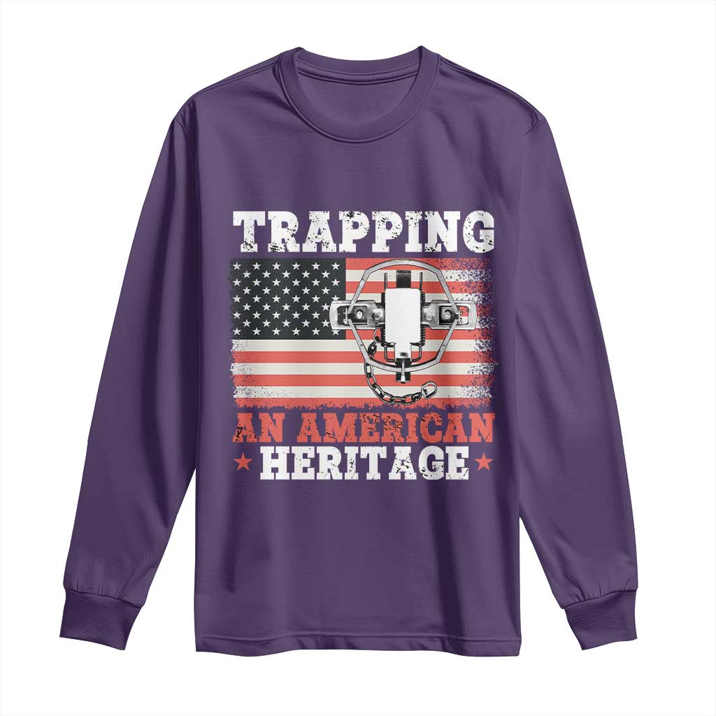Trapping American Heritage Long Sleeve Shirt Patriotic Trap Hunting Trapper