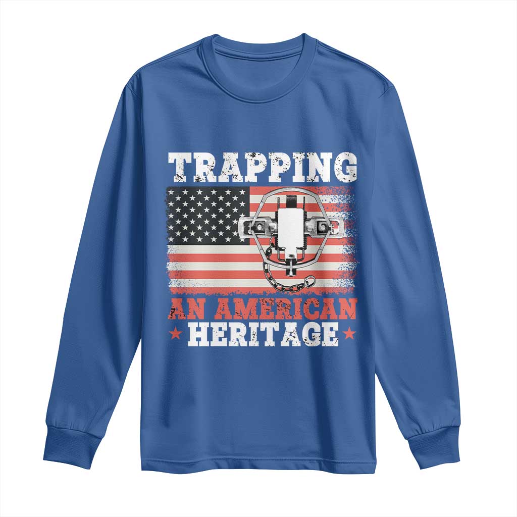 Trapping American Heritage Long Sleeve Shirt Patriotic Trap Hunting Trapper