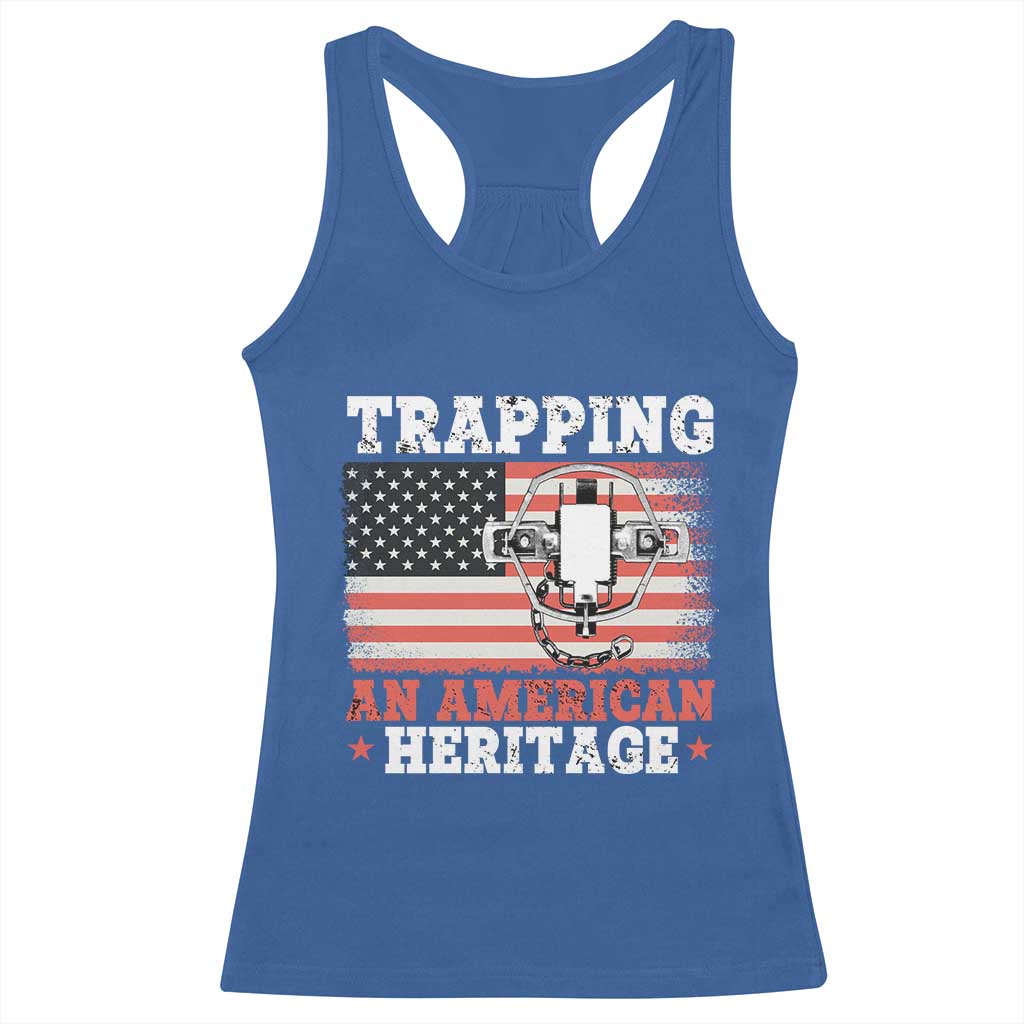 Trapping American Heritage Racerback Tank Top Patriotic Trap Hunting Trapper