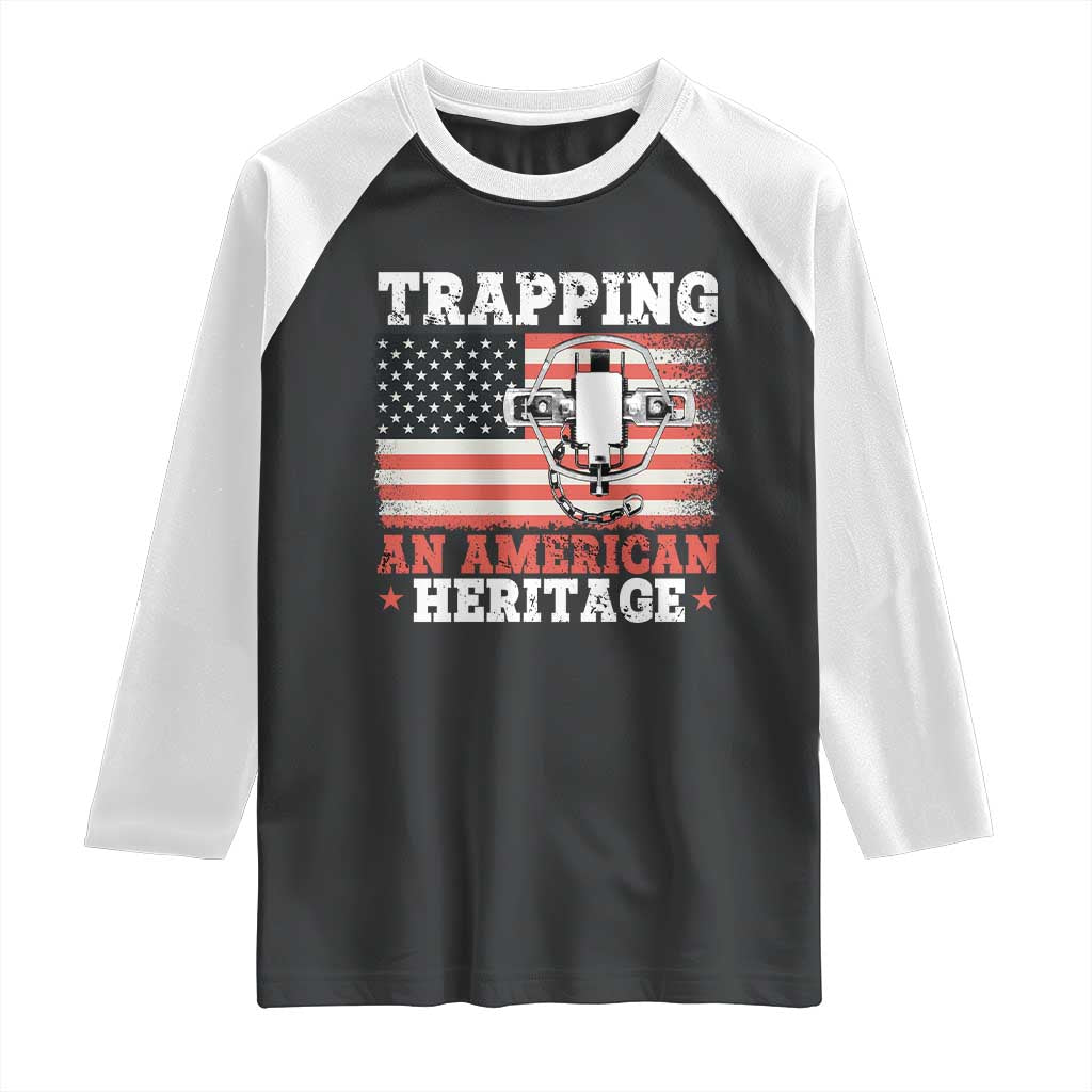 Trapping American Heritage Raglan Shirt Patriotic Trap Hunting Trapper