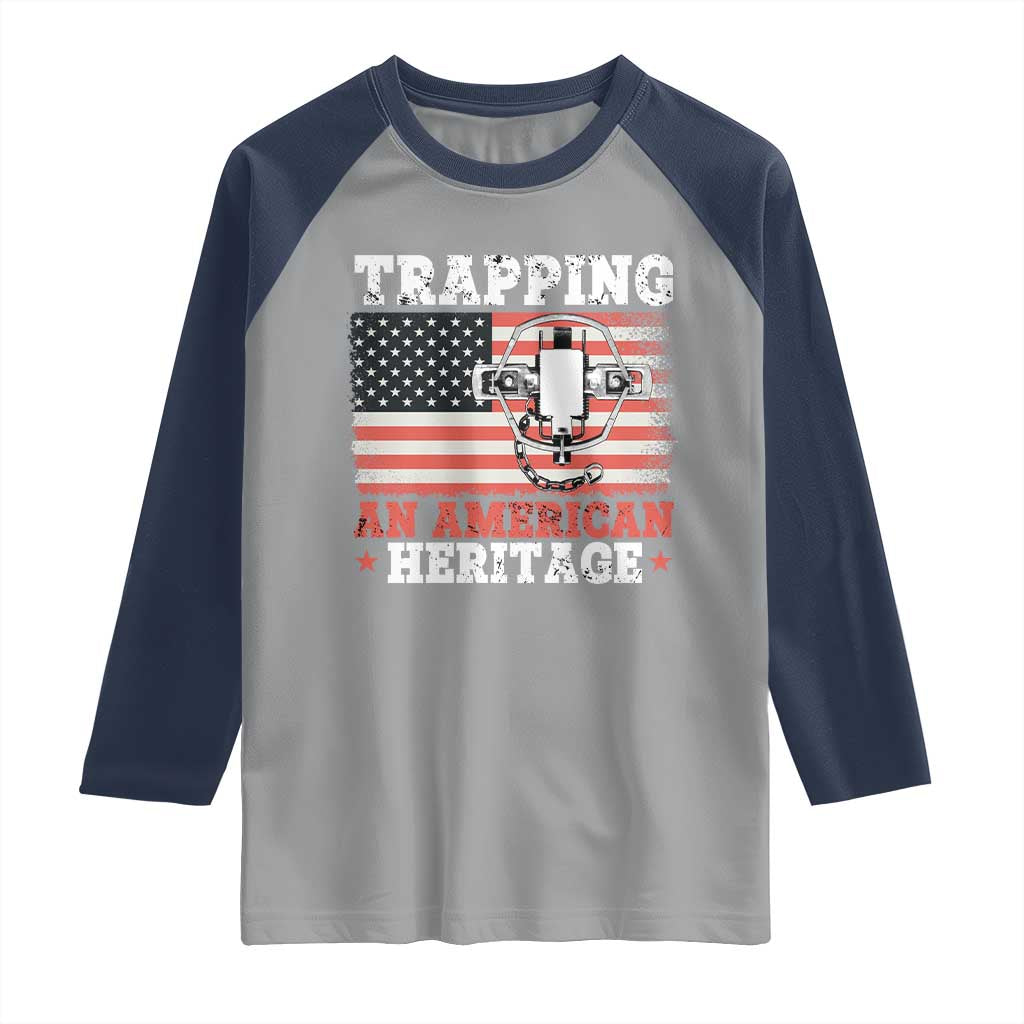 Trapping American Heritage Raglan Shirt Patriotic Trap Hunting Trapper