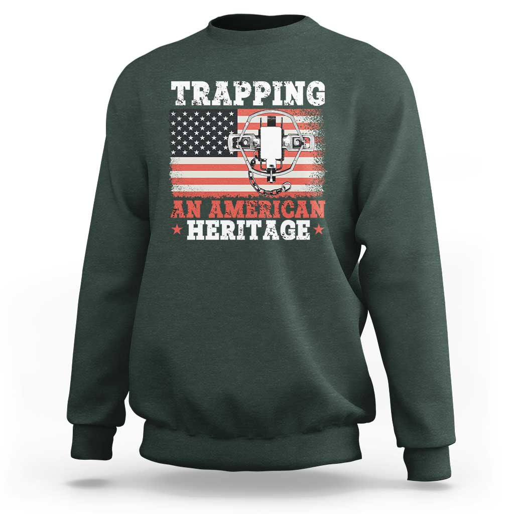 Trapping American Heritage Sweatshirt Patriotic Trap Hunting Trapper