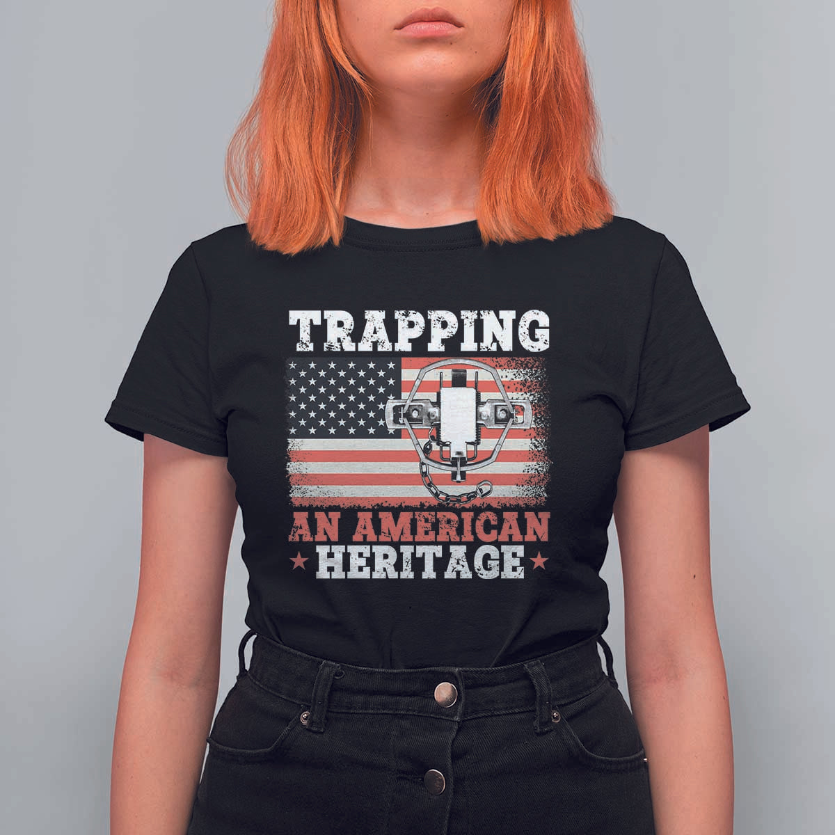 Trapping American Heritage T Shirt For Women Patriotic Trap Hunting Trapper