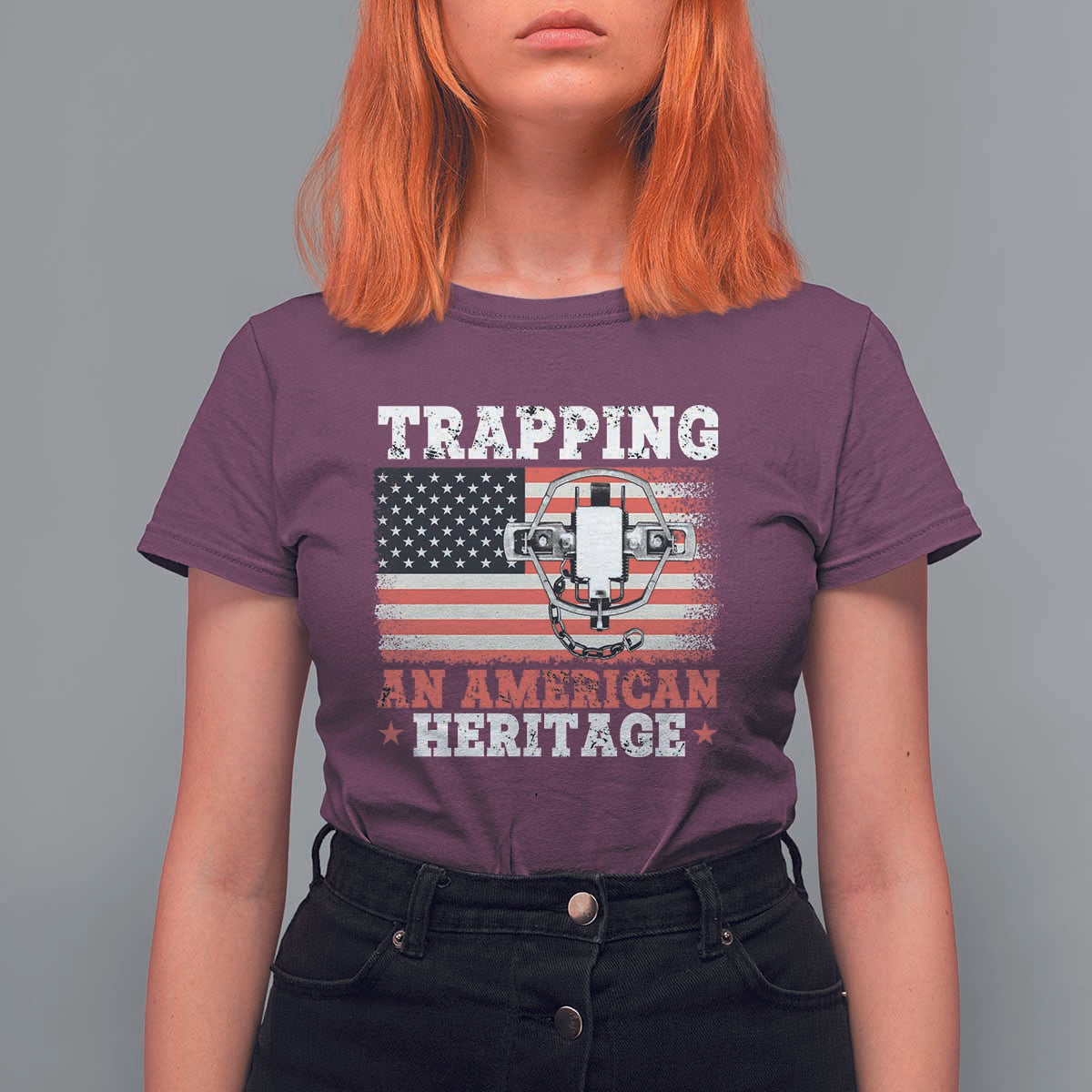 Trapping American Heritage T Shirt For Women Patriotic Trap Hunting Trapper