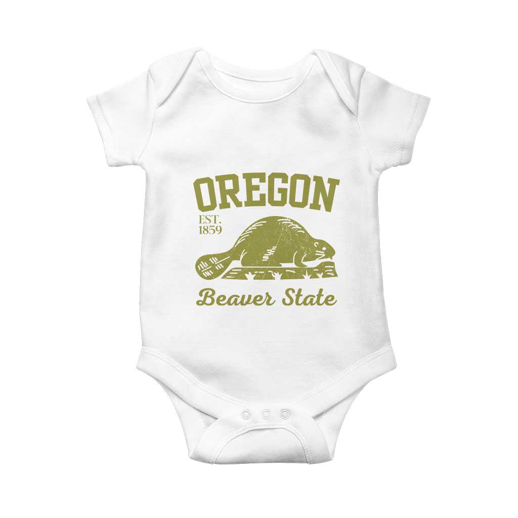 Beaver State Oregon Baby Onesie Est 1859 Vintage Flag