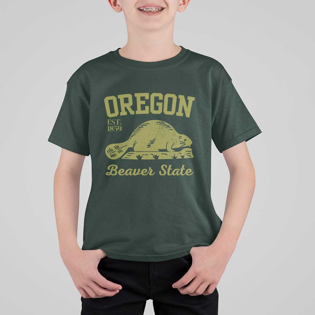 Beaver State Oregon T Shirt For Kid Est 1859 Vintage Flag